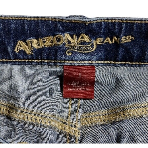 Arizona Jean Co. Juniors Size 3 Jeans Denim Blue Distressed Mid Rise Straight - Picture 3 of 5